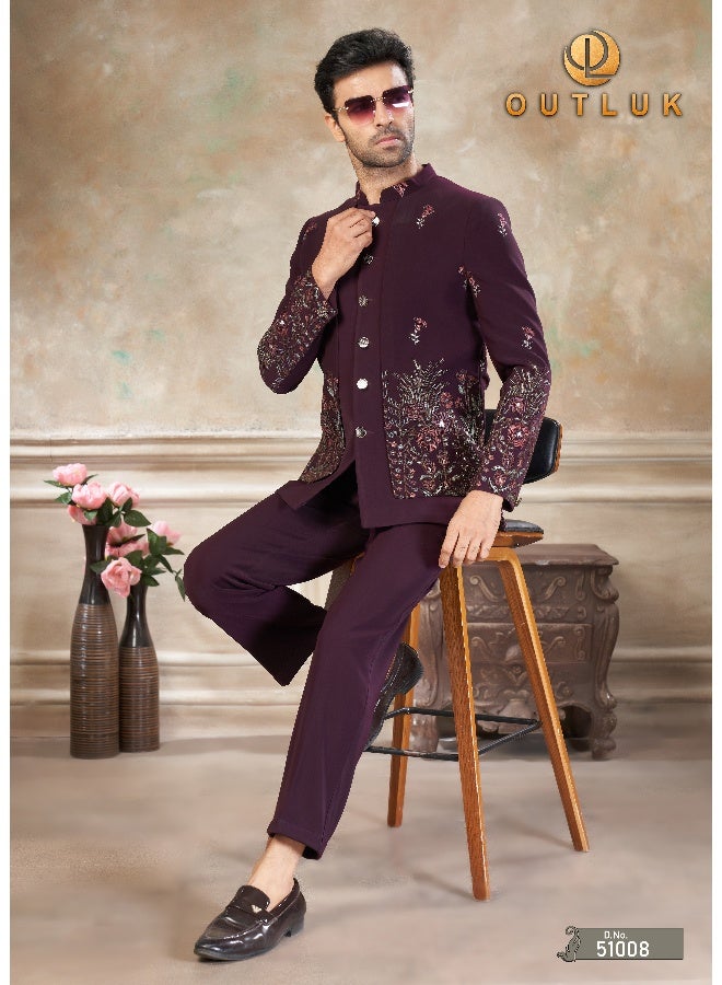 OUTLUK Maroon Jodhpuri Suit for Men - Image 2